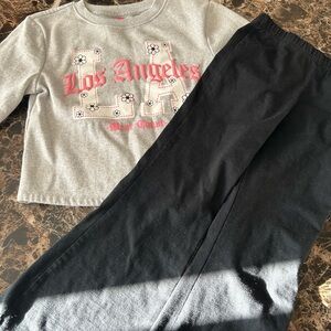 Gray and Black Los Angeles Sweatshirt and Pants Set